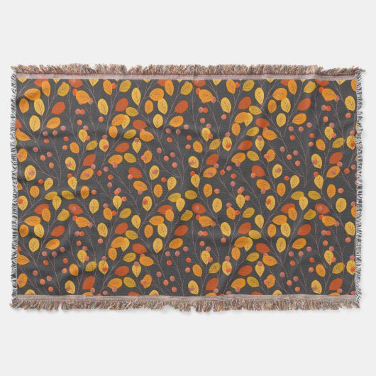 Gezellige Herfst deken met herfstbladeren & bessen (Voorkant)