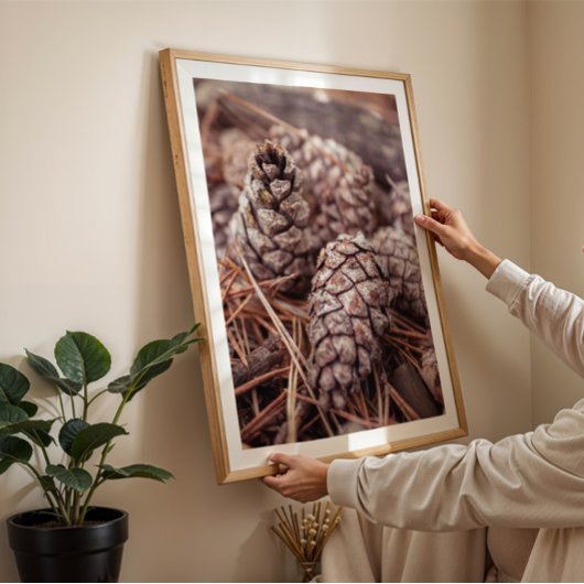 Gezellige herfst dennenappel herfstboerderij muurk poster