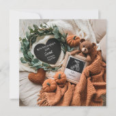 Gezellige herfst-echoscopie zwangerschapsaankondig kaart (Voorkant)