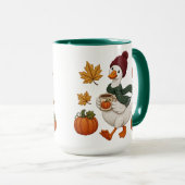 Gezellige herfst eend met pompoen koffie herfstbla mok (Voorkant rechts)