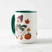 Gezellige herfst eend met pompoen koffie herfstbla mok (Voorkant links)