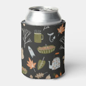Gezellige Herfst Elements: Warme Patroon. Blikjeskoeler (Blikje Voorkant)