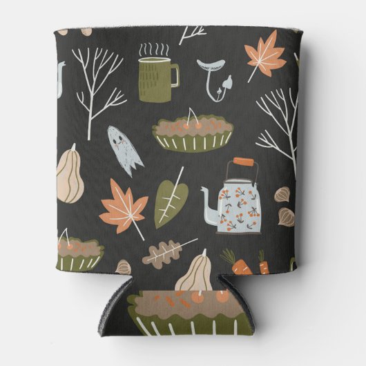 Gezellige Herfst Elements: Warme Patroon. Blikjeskoeler (Voorkant)