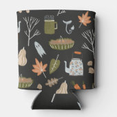 Gezellige Herfst Elements: Warme Patroon. Blikjeskoeler (Achterkant)