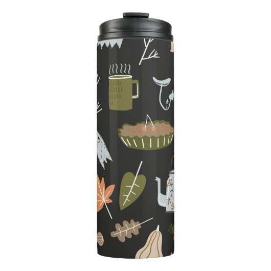 Gezellige Herfst Elements: Warme Patroon. Thermosbeker (Voorkant)