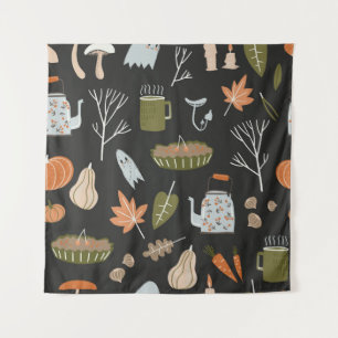 Gezellige Herfst Elements: Warme Patroon. Wandkleed