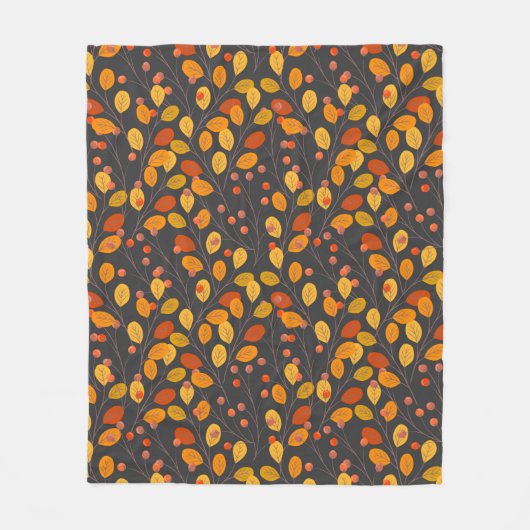 Gezellige Herfst Fleece Deken met Herfstbladeren (Voorkant)