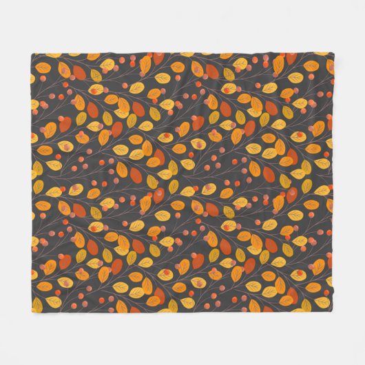 Gezellige Herfst Fleece Deken met Herfstbladeren (Voorkant (Horizontaal))