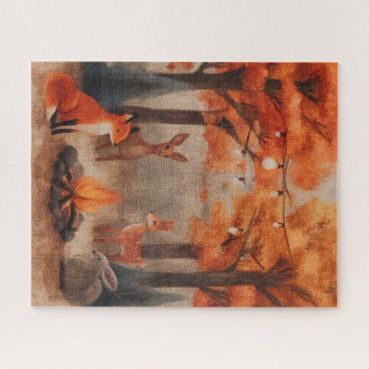Gezellige Herfst Forest Creatures Legpuzzel (Horizontaal)