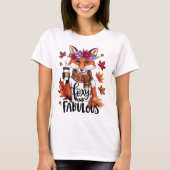 Gezellige Herfst Fox Floral Coffee Schattige Fabul T-shirt (Voorkant)