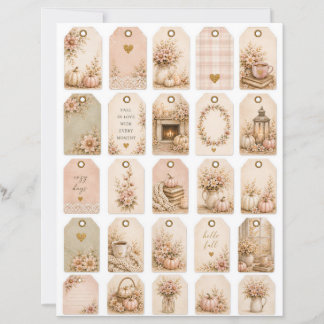 Gezellige herfst gedempte gekleurde labels