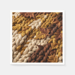 Gezellige herfst gevlochten garen blad textuur servet