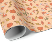 Gezellige herfst Halloween-drankenpatroon Cadeaupapier (Rol Hoek)