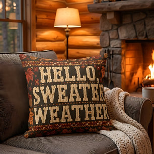 Gezellige herfst 'Hello Sweater Weather' accentkus Kussen