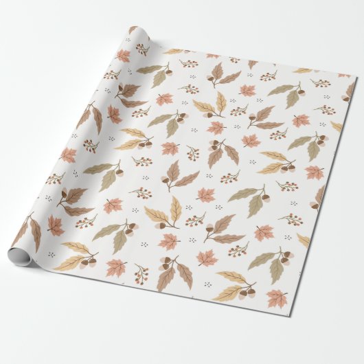 Gezellige Herfst herfstbladeren Cadeaupapier (Uitgerold)