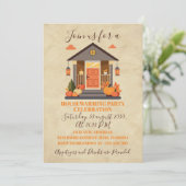 Gezellige Herfst Herfstbladeren Housewarming Feest Kaart (Staand voorkant)
