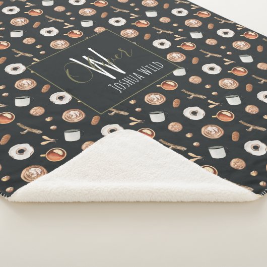 Gezellige herfst hygge geïllustreerd patroon monog sherpa deken (3/4)