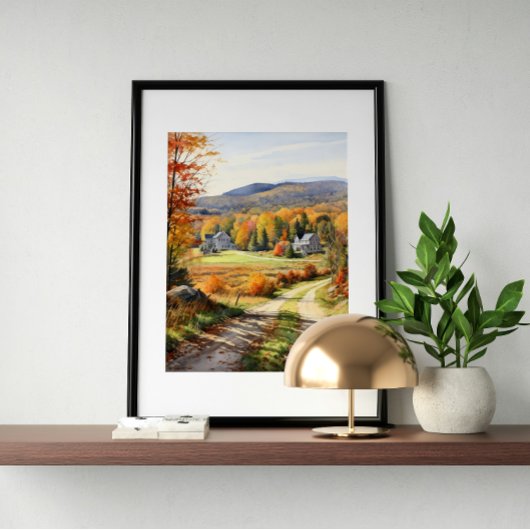 Gezellige Herfst in Vermont Boerderij Waterverf Ar Poster