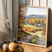 Gezellige Herfst in Vermont Boerderij Waterverf Ar Poster