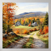 Gezellige Herfst in Vermont Boerderij Waterverf Ar Poster (Voorkant)