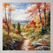 Gezellige Herfst in Vermont Forest Waterverf Art Poster (Voorkant)