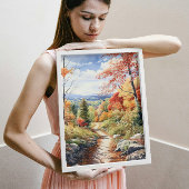 Gezellige Herfst in Vermont Forest Waterverf Art Poster