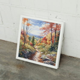 Gezellige Herfst in Vermont Forest Waterverf Art Poster