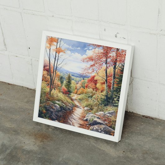 Gezellige Herfst in Vermont Forest Waterverf Art Poster