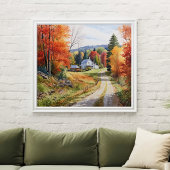 Gezellige Herfst in Vermont Village Waterverf Art Poster