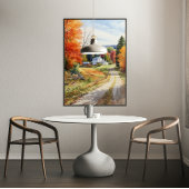 Gezellige Herfst in Vermont Village Waterverf Art Poster