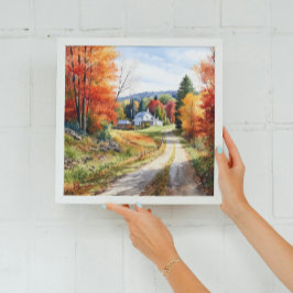 Gezellige Herfst in Vermont Village Waterverf Art Poster
