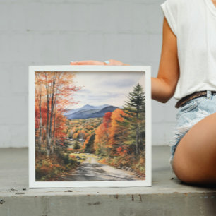Gezellige Herfst in Vermont Waterverf Art Poster