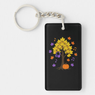 Gezellige herfst lofi-muziek boom acrylsleutelhang sleutelhanger