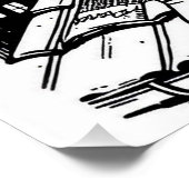 Gezellige Herfst Meisje Op Dak Zwart & Wit Kleurpl Perfect Poster (Hoek)