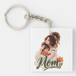 Gezellige herfst Moeder & baby  kinderen  Herfst L Sleutelhanger