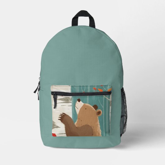 Gezellige Herfst Momenten met een Woodland Beer Bedrukte Rugzak (Voorkant)