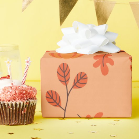 Gezellige Herfst Naadloos inpakpapier met bladeren (Verjaardagsfeest)