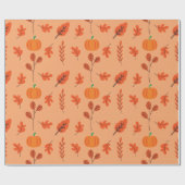 Gezellige Herfst Naadloos inpakpapier met bladeren (Vlak)