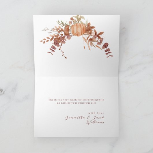 Gezellige Herfst Neutral Fox Pompoen Dankbaarheid  Bedankkaart (Binnen)