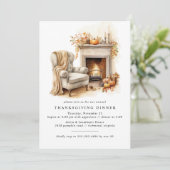 Gezellige Herfst open haard | Schattigee moderne T Kaart (Staand voorkant)