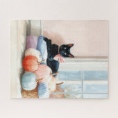 Gezellige Herfst Pastel Pompoenen Zwarte Kat Legpuzzel (Horizontaal)