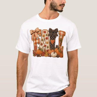 Gezellige herfst patchwork letters shirt rustieke
