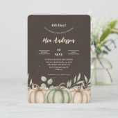 Gezellige herfst pompoen babyshower uitnodiging (Staand voorkant)