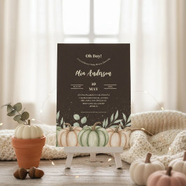 Gezellige herfst pompoen babyshower uitnodiging