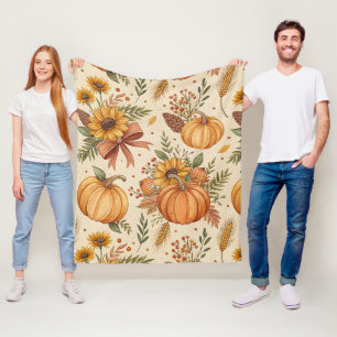 Gezellige herfst pompoen en zonnebloem patroon fleece deken
