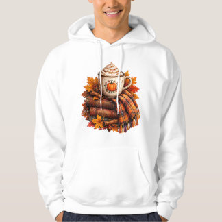 Gezellige herfst pompoen latte boeken ontwerp hoodie