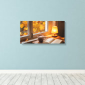 Gezellige herfst raam canvas print (Insitu (Houten vloer))
