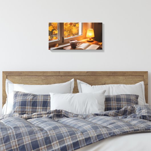 Gezellige herfst raam canvas print (Insitu (Slaapkamer))