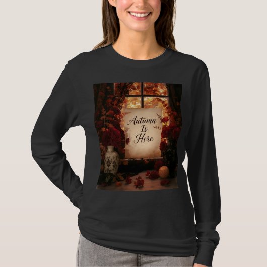 Gezellige Herfst Raam Rustieke Herfst Typografie A T-shirt (Voorkant)