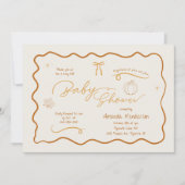 Gezellige Herfst Retro Sketch Baby shower Kaart (Voorkant)